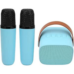 Karaoke Machine, Multifunction Stereo Sound, Portable Bluetooth 5.3 Speaker, Mini Karaoke Machine with 2 Wireless Microphones for Home, Party, KTV (Blue)