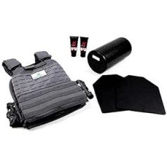 Slavikosway 9010036 Weight Vest Grey Training 9.1 kg Including Weight Plates Calisthenics Ninja Strength Training Including 2 x Liquid Chalk + 1 x Fascia Roller