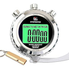 Stopwatch with Whistle, Stopwatch Sport Digital 2 Memory with Light Function and Mute Function for Swimmer Ralley