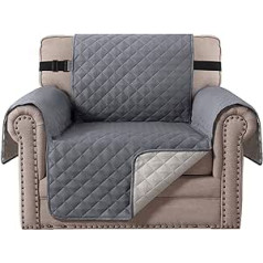 BellaHills Luxury Quilted Sofa Protection Cover Water Resistant Furniture Cover, Durable & Dirt Resistant - 190cm x 53cm Stone Blue