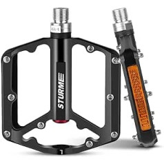 STURME Fahrradpedale, MTB Pedale mit Reflektoren & 3 Abgedichtete Lager, 9/16 Zoll rutschfest Anti-Staub Pedale Fahrrad für Mountainbike, BMX, Rennrad Pedale
