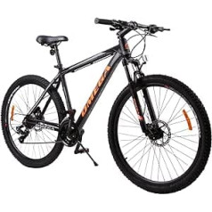 OMEGA BIKES Duke 27.5-29 inch mountain bike, suitable from 185 cm, hydraulic disc brakes, Shimano equipment, 21 speed gears, fork suspension, boys and men's bike