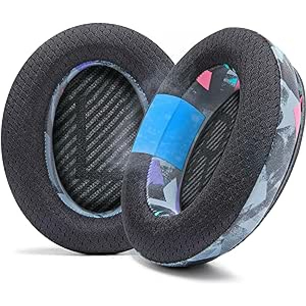 WC Freeze QC35 - Cooling Gel Ear Pads for Bose QC35 and QC35ii (QuietComfort 35) Headphones and More | Breathable Sports Fabric, Cooling Gel, Extra Thick and Cooler Longer | 90's Black