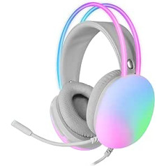 MARSGAMING Mars Gaming MH-Glow White, 360° Full Chroma RGB Flow Headphones, Microphone Noise Cancellation, Ultralight Design, Mempory Foam Ear Pads, Universal Compatibility