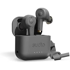 Sudio ETT True Wireless In-Ear Earphones - Active Noise Cancelling (ANC), Transparency Mode, IPX5 Waterproof, Up to 30 Hours Playtime, Wireless Charging, for iOS and Android (Anthracite)