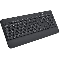 Logitech Signature K650 Comfort Wireless Keyboard with Wrist Rest, BLE Bluetooth/Logi Bolt USB Receiver, Soft Touch Keyboard, Numpad, PC/Windows/Mac, Englishes QWERTY - Grey