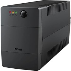 Trust Paxxon 800VA Uninterruptible Power Supply (UPS), Battery Buffering and 2 Wall Outlets, Surge Protected - Black