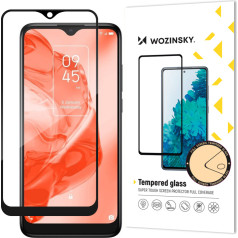 Прочное закаленное стекло 9H для всего экрана TCL 205 с черной рамкой Case Friendly.