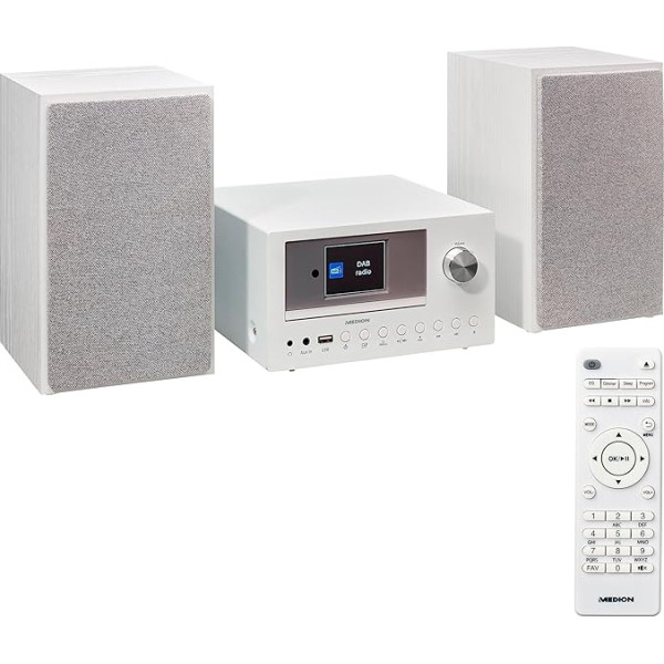 MEDION P85003 Micro Audio System Компактная система (Интернет-радио, DAB+, PLL FM-радио, Bluetooth, USB-порт, AUX, 2 x 150 Вт) Белый