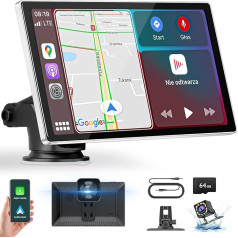 Goaanz беспроводной A-pple Carplay дисплей Android автомобиль экран сенсорный экран с Dash Cam 4K + 1080P камера заднего вида, портативный автомобиль радио с Blut