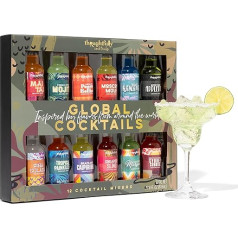 Thoughtfully Gifts Global Cocktail Mix Set - подарочный набор с 12 вкусами для смешивания коктейлей (без алкоголя - 12 x 70 мл)