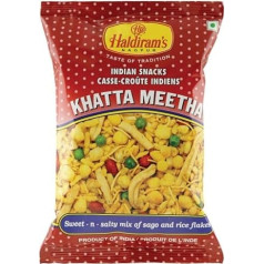 6 x Haldiram's Khatta Meetha Sweet and Salty Mix aus Sago and Rice Flakes Indian Snacks 150 g x 6 Pack