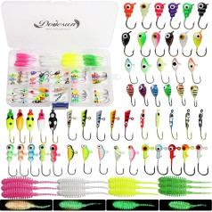 Dovesun Ice Fishing Jig Set Ice Fishing Lures Glow in the Dark Soft Lures Fishing Hooks Walleye Crappie Jig Set 20pcs/93pcs