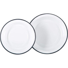 Набор глубоких мисок Argon Tableware White Enamel, 22,5 см, 2 штуки, Navy