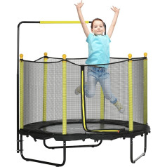 ZONEKIZ Детский батут Диаметр 140 x 120-140 см Батут для детей 3-10 лет с защитной сеткой 3 уровня Регулируемая стойка и 3 U-образные стальные ножки Нагр