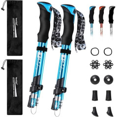 YOVITAL 2 Pack Trekking Poles Folding Aluminum 7075 Adjustable Hiking Poles with Quick Release Fasteners Expandable to 134cm Ultralight Poles for Hiking Camping Mountain Hiking