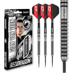 RED DRAGON Gian Van Veen Premium Tungsten Darts Set with Flights and Stems