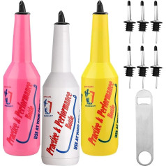 SuproBarware Flair Bottle Mix Color Set of 3 - шейкер для коктейлей, тренировочная бутылка, Flair, бутылка для барменов, тренировок и выступлений, 750 мл (белый, розо