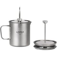 Lixada Camping Pot Stainless Steel Titanium Cup Mug 750 ml with Foldable Handles and Lid Outdoor Cup Tableware for Camping Hiking Cooking Picnic