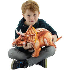 Sweety Toys 10844 Плюшевый динозавр 62 см коричневый Трицератопс с тремя рогами