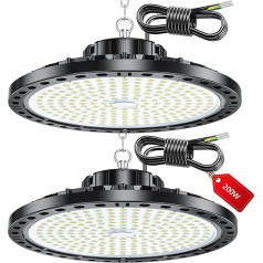 VRTOGTHE LED UFO Industrial Lighting - 200 W 20000 LM LED Indoor Spotlight, IP65 Waterproof and 50 cm Length, 7000 K Indoor and Outdoor Lighting LED for Construction Site, Warehouse, Factory, Yard