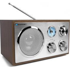 Blaupunkt RXN 180 Nostalgieradio в цельнометаллическом корпусе, с PLL-UKW-FM-Radio, Bluetooth, AUX-IN, einfache Bedienung, hochwertige Drehregler & Holzkorpus für kraftvollen Klang, Walnuss