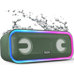 DOSS SoundBox Pro Plus Bluetooth Box с подсветкой, двойные басовые динамики, беспроводное стерео сопряжение, водонепроницаемость IPX5, аккумулятор 15H, музыка