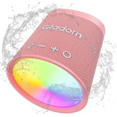 Gladorn Bluetooth колонка с RGB огнями, 20 часов воспроизведения, стерео сопряжение, интенсивный бас, IPX6 водонепроницаемый, Bluetooth 5.3, портативная колон