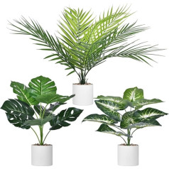Beinhome Искусственные тропические растения, искусственная пальма Монстера и Арека и диффенбахия (35 см), искусственное растение для стены, ком