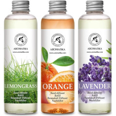Ароматизатор для комнатного диффузора Lemongrass & Orange & Lavender 600 мл - 3 x 200 мл - Набор для ароматизатора - Reed Diffuser Refill - Room Fragrance - Room Fragrance - Diffuser Refill - Room