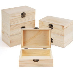 BELLE VOUS Набор из 6 натуральных маленьких деревянных коробочек с крышкой - 15,2 x 10 x 6 см - Декоративная шкатулка для украшений Деревянная шкатулк