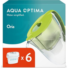Кувшин-фильтр для воды Aqua Optima Oria и 6 картриджей для фильтра Evolve+ на 30 дней, объем 2,8 литра, для уменьшения количества микропластика, хлора, нак