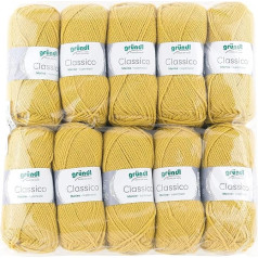 Gründl Classico Wool, сертифицированная Oeko-Tex® пряжа для вязания из 50% шерсти (меринос) и 50% полиакрила, 50 г/120 м, размер спиц: 3,5 - 4,5, 10 клубков по 50 г, гор