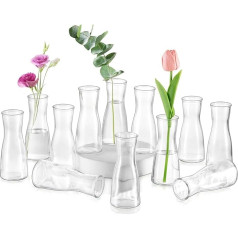 Glasseam Маленькие стеклянные вазы для украшения стола, прозрачные вазы для цветов маленькие 12 шт. вазы для цветов современные, минималистские