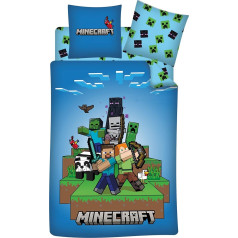 Minecraft Ready to Survive 3-Piece Bedding Set Пододеяльник 140 x 200 см + Наволочка 63 x 63 см + Листовая простыня 90 x 190 см