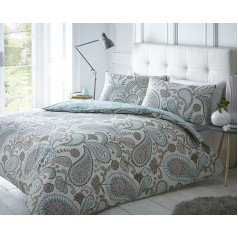 Комплект пододеяльника и наволочек Sleepdown с цифровым принтом Super King Size Paisley Teal