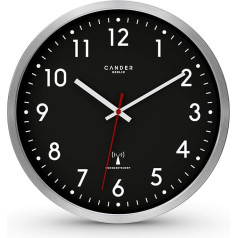 ONETIME MNU 3300 Black Radio Wall Clock Aluminium с практически бесшумным часовым механизмом Sweep диаметром 12 дюймов / 30,5 см)