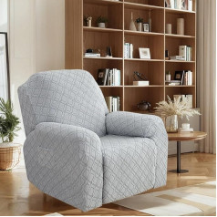 OKUYUK 4 Pieces Stretch Recliner Cover for Deck Chair, Soft Sun Lounger Cover for Dog Cat Furniture Protector, Light Grey, 1 Seater