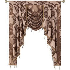 NAPEARL Jabot Шторы Валансы и сваги Роскошные оконные валансы для гостиной, коричневые водопадные валансы для окон (1 панель, 39 дюймов в ширину)