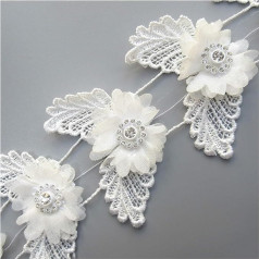 Отделка лентами для шитья Украшения для одежды, 2 ярда 3D шифон алмаз цветок листья кружева