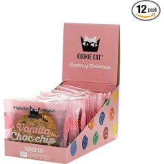 Kookie Cat Vanilla Chocolate Chip - веганское печенье в индивидуальной упаковке, без глютена, без сои, органическое, кешью и овес - 12 x 50 г. Мультипак