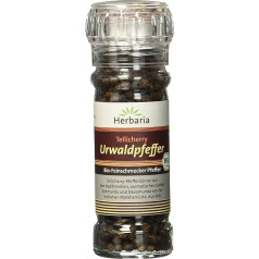 Herbaria Tellicherry Jungle Pepper 1 Pack (1 x 50 g Glass Mill) - Organic