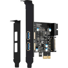 YBBOTT PCIE USB 3.0 Card, PCI Express 1X 2 Ports with Internal 19-Pin USB 3.0 Port, Superspeed 5Gbps PCI-e USBIII Controller Adapter Support Windows 10/8/7/XP