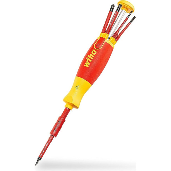 Отвертка Wiha с магазином бит, LiftUp Electric Phillips, шлиц с 6 SlimBits в блистере (38612), проверено VDE, проверено на части, биты в рукоятке, долговечная, униве