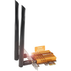 Ubit AX210 PCIe WiFi Card 6E, Max 5374Mbps с BT 5.3, Tri-Band (6G/5G/2.4G), 802.11AX с MU-MIMO, OFDMA, Ultra-Low Latency, Supports Windows 10/11 64bit