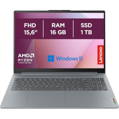 Ноутбук Lenovo IdeaPad Slim 3 15,6 дюйма FHD (1920 x 1080), AMD Ryzen 7 7730U, 16 ГБ RAM, 1 ТБ SSD, интегрированная графика, Windows 11 Home, WiFi 6 - арктический серый, Amazon Exclusive