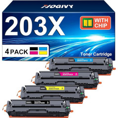 NOGIVY 203X 203A Тонер совместимый с HP 203X 203A CF540X для Color Laserjet Pro MFP M281fdw M281fdn M280nw M281cdw M254dw M254nw M254dn CF541X CF542X CF543X (Black Cyan 4-pack )