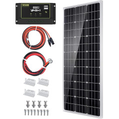 10W, 20W, 100W, 12V монокристаллическая солнечная панель с 10A, 20A солнечный контроллер заряда + удлинительный солнечный кабель для автодома, лодки, 