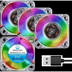 WINSINN 30 мм RGB USB вентилятор 5 В, светодиодный красочный 3D принтер микро 5 вольт вентилятор 3010 гидравлический подшипник, бесщеточное охлаждение