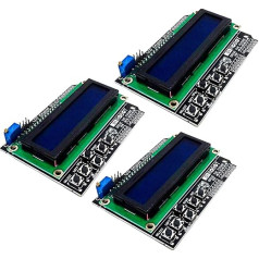 AZDelivery 3 x HD44780 LCD Keypad Shield 16 x 2 LCD1602 Display Module 2 x 16 символов (с синим фоном и белым знаком) Совместимость с Arduino Включает электронную книгу